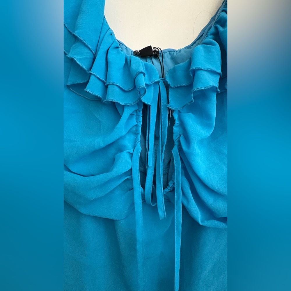 PrettyLittleThing Plus Blue Ruffle Dress - Picture 5 of 5